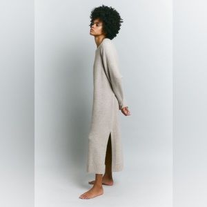 H&M Knit Sweater Long Dress in Beige Large